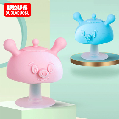 哆拉哆布创意可爱卡通造型立式牙胶带吸盘磨牙牙胶婴幼儿牙胶6278|ru
