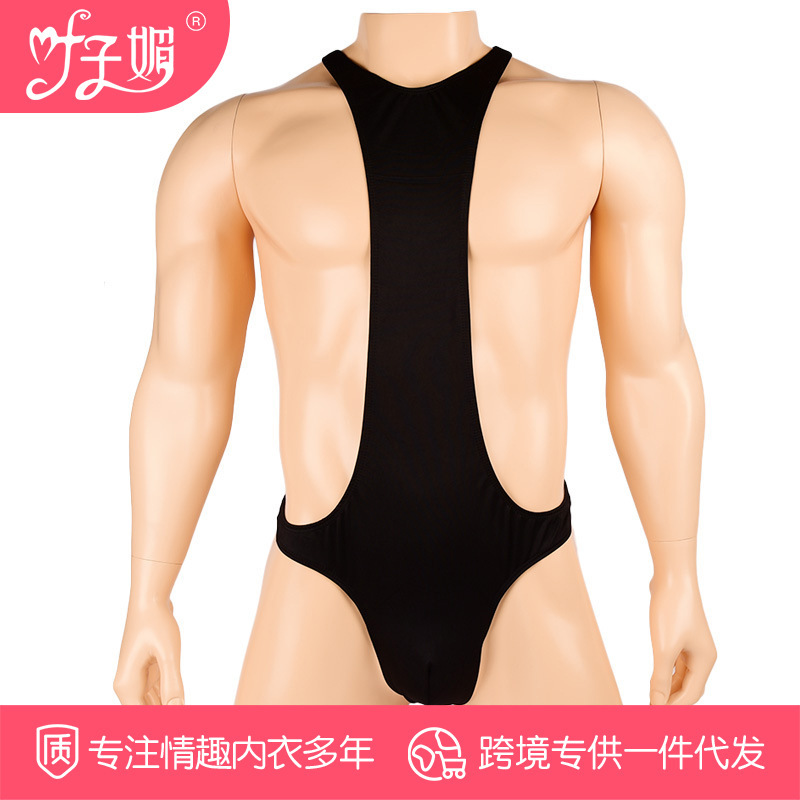 Ye zimei sexy underwear AliExpress popular one-piece underwear men's black thong sexy sling one-piece vest Ye zimei sexy underwear AliExpress popular one-piece underwear men's black thong sexy sling one-piece vest