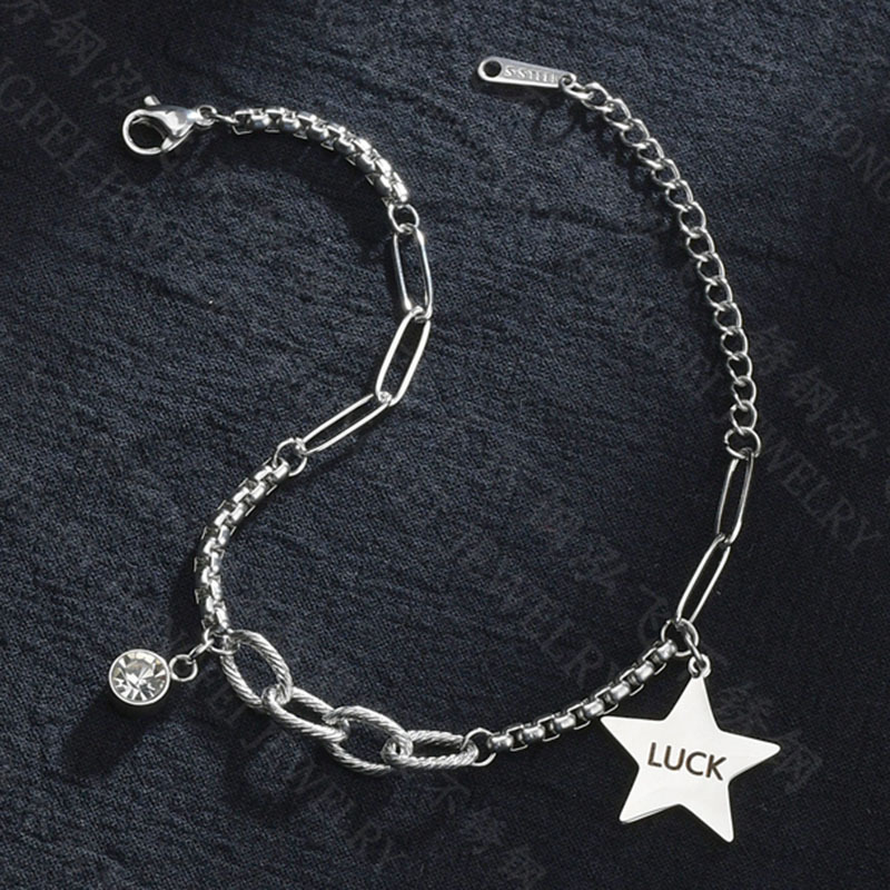 Five-pointed Star  Fashion Retro Letter Simple Titanium Steel Bracelet display picture 5