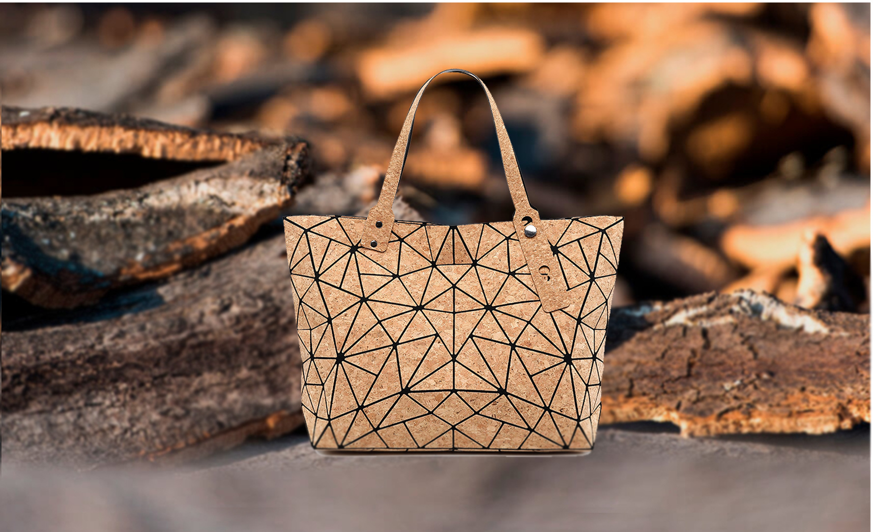 7*8 écorce d'arbre pure naturelle et respectueuse de l'environnement pliante Rubik's cube grille de diamant géométrique grande capacité_voghion.com