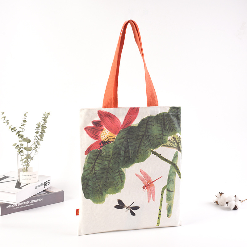 定 制帆布袋 创新水墨画彩印帆布袋手提棉布购物袋加工定 做