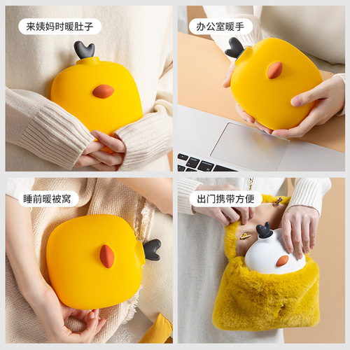 Independently designed water-injected food-grade silicone hand warmer, thickened explosion-proof and leak-proof hot water bag, anti-scalding hand warmer bag