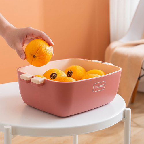 Nordic drain basket creative home kitchen double-layer multi-functional contrasting color thickened fruit basin storage basket vegetable basin