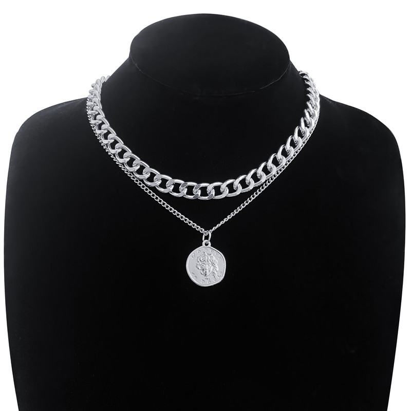 Stacked Simple Hip-Hop Niche Clavicle Chain Creative Alloy Cherry Pendant Double-Layer Necklace Exaggerated Thick Chain Necklace_voghion.com