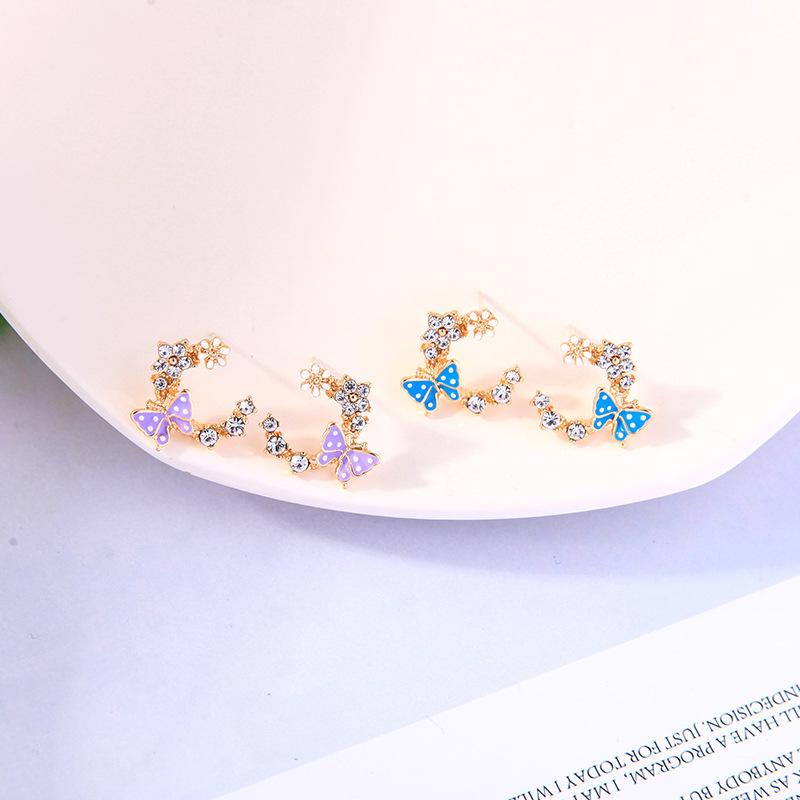 Butterfly Exquisite C-shaped Earring S925 Silver display picture 5