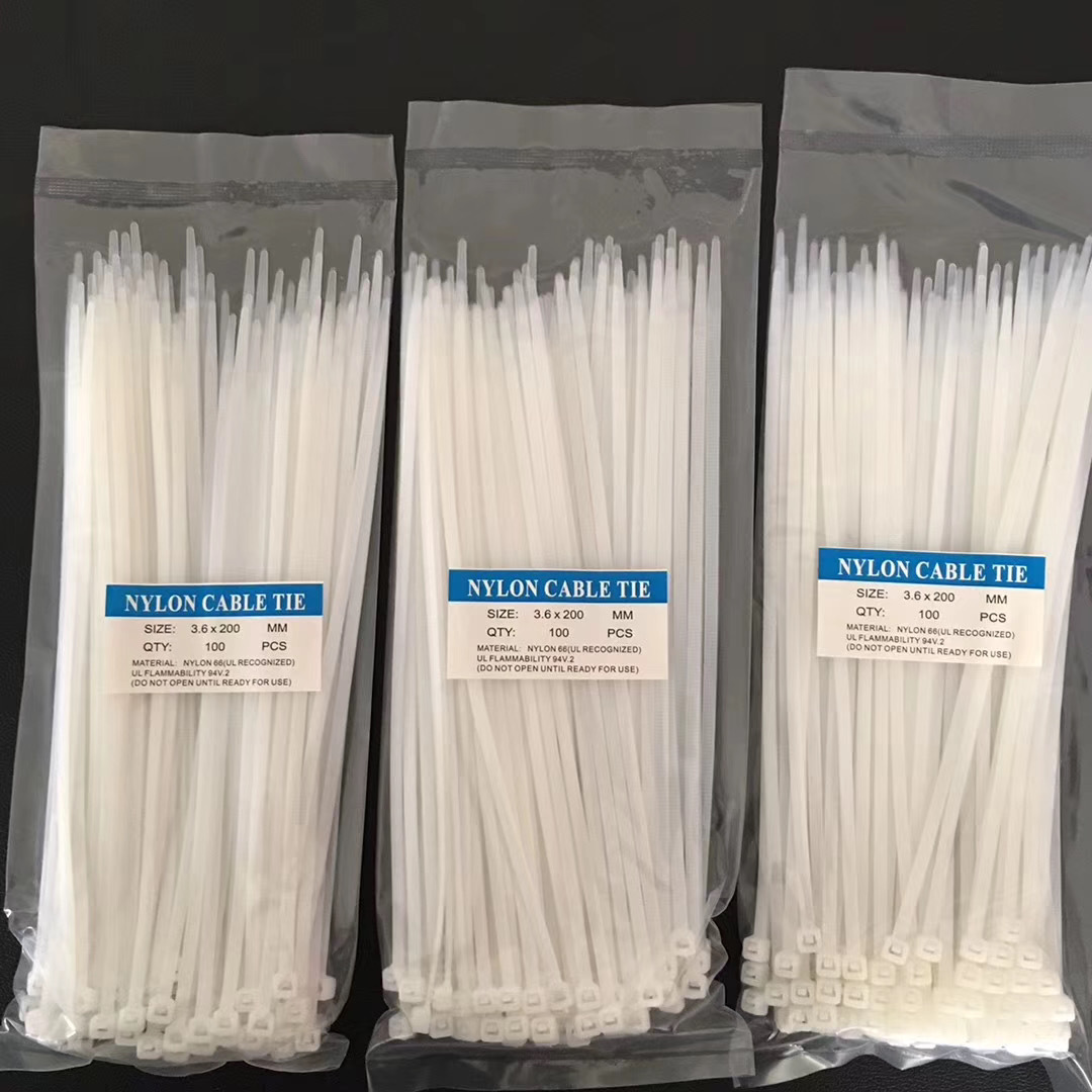 尼龙扎带nylon cable tie 100条外贸扎带中性捆绑束线带塑料扎带