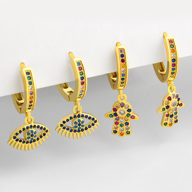 fashion microinlaid zircon simple devils eye copper earrings for women jewelry accessoriespicture3