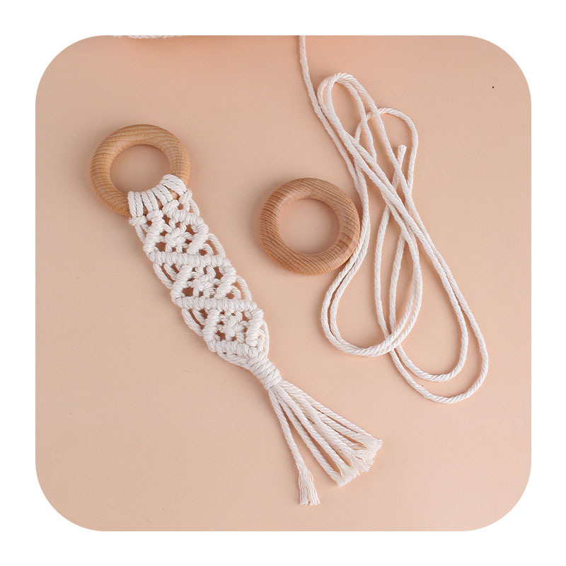 Bebé suministros populares Beech anillo juguetes para niños DIY bebé creativo hecho a mano cuerda de algodón tejido molar Juguetes