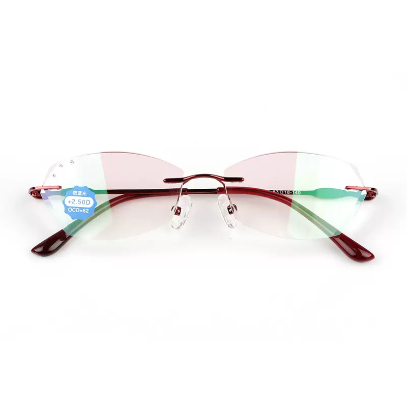 厂家批发钻石切边防蓝光辐射远近两用双光高清时尚无框老花镜男女