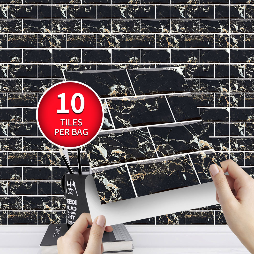 10片tilesticker時尚馬賽克瓷磚貼廚房防水可移立體牆貼SJ071-082