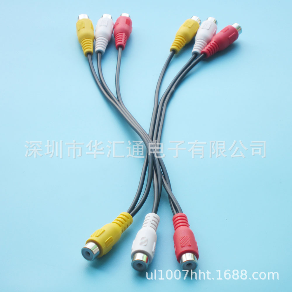 厂家直销音频线3RCA母-6RCA母 电视电脑l转化线 莲花公对莲花母