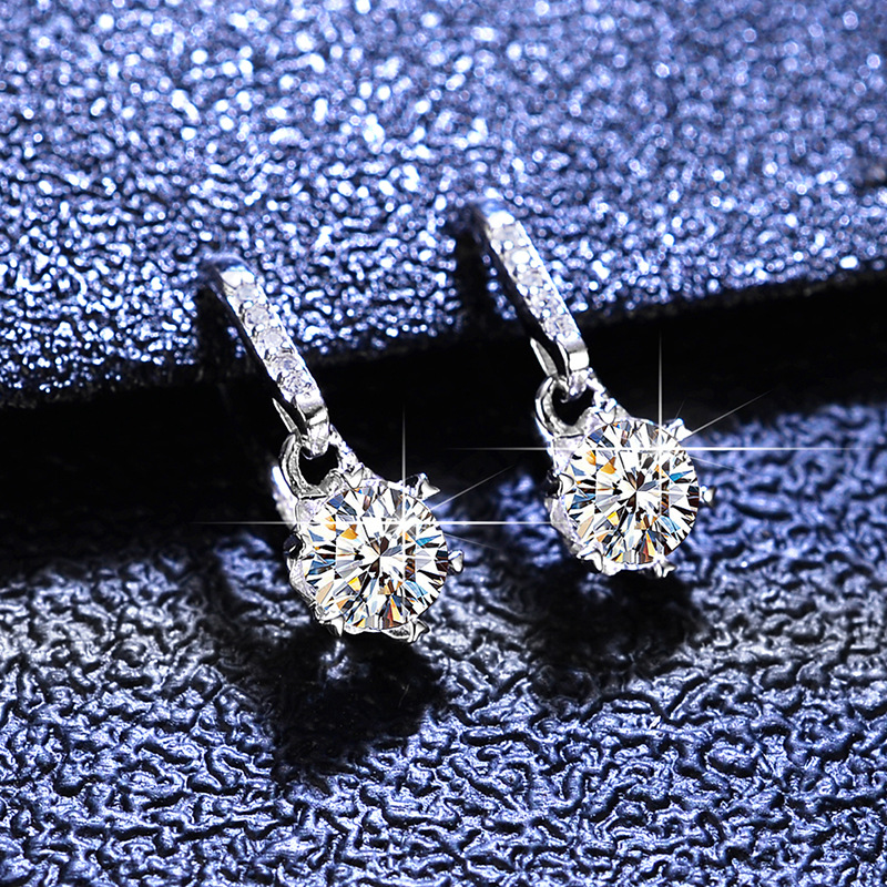 Simple Style Flower Sterling Silver Inlay Moissanite Zircon Earrings display picture 1