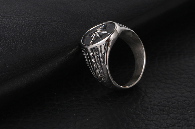 Titanium Steel Material Vintage Style Star Titanium Steel Polishing Men's Rings Punk Rings