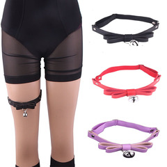 Japanese and Korean Harajuku soft girl leather bell leg ring leg ring female street shooting sexual interest PU leg chain ankle chain 