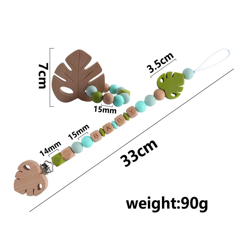 Baby Beech chupete clip Beech Leaf Toy teether nombre del bebé personalizable silicona hoja chupete cadena
