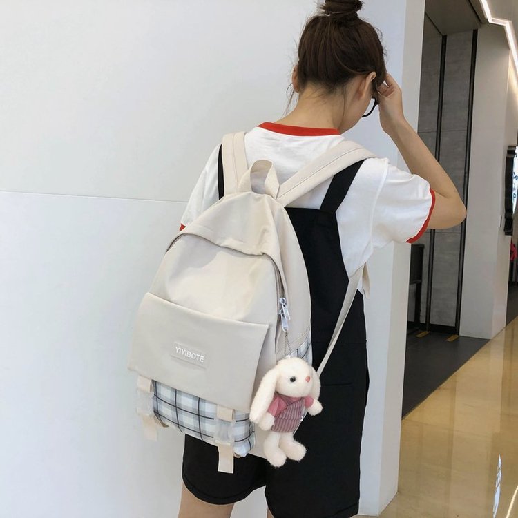 Schoolbag Korean Fashion Harajuku Cute Girl Student Small Fresh Contrast Color Plaid Backpack  Wholesale Nihaojewelry display picture 89