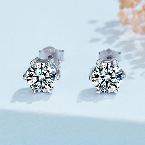 Silver jewelry S925 sterling silver moissanite six-claw zircon earrings Korea versatile diamond earring set decoration manufacturer wholesale