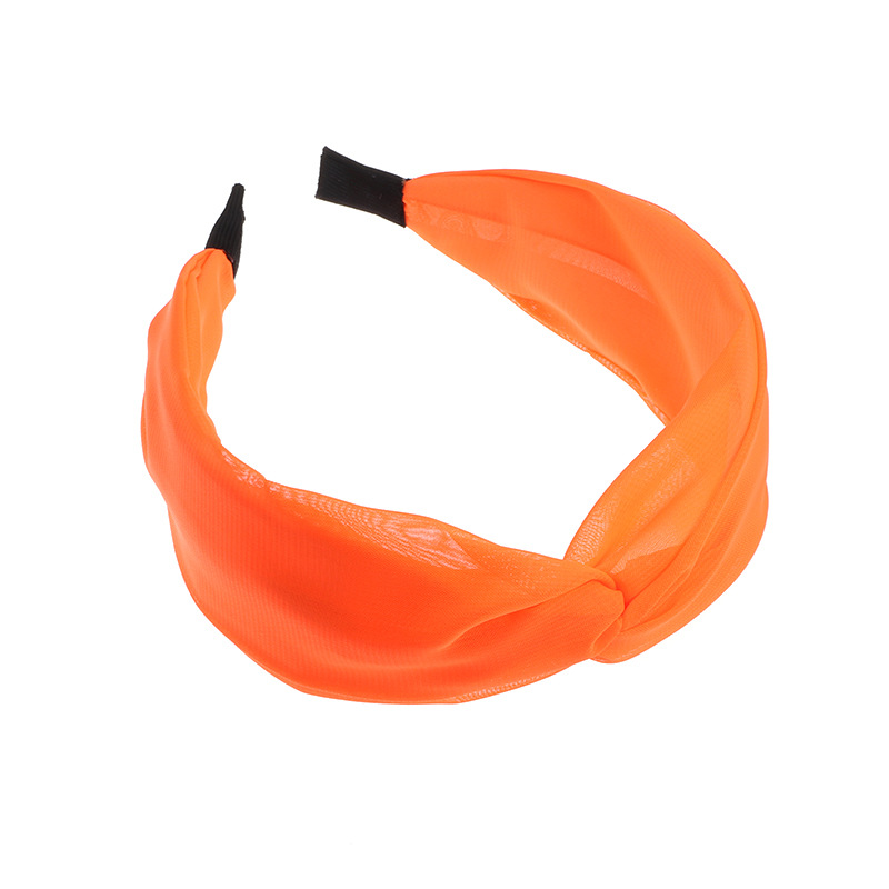 Fashion Solid Color Wide Brim New Fluorescent Color Mesh Headband display picture 3