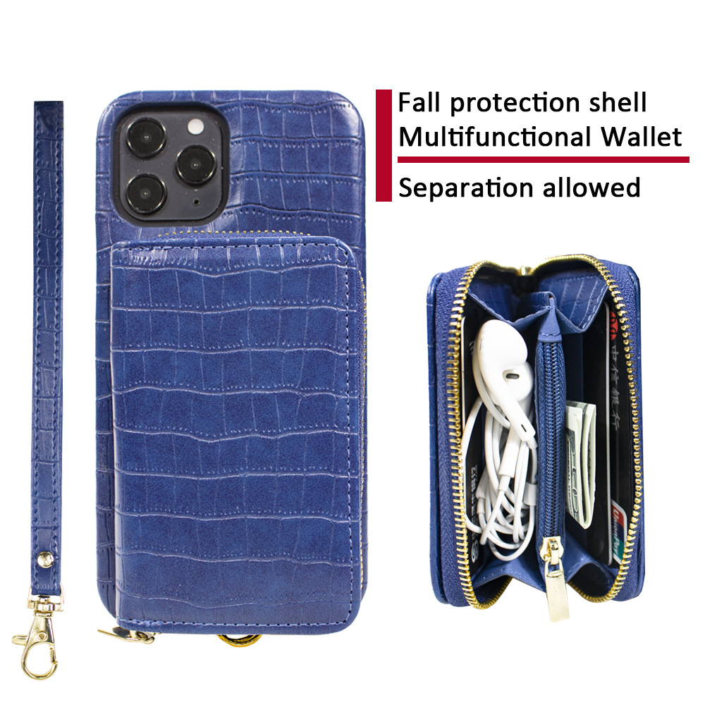 2-in-1-XR-Split-Body-Leder mit Krokodildruck, geeignet für iPhone 12 ProMax diagonale Cross-Handyhülle_voghion.com