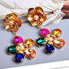 Metal earrings, accessory, European style, flowered, wholesale