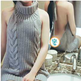 情趣性感毛衣针织衫日本露背针织性感毛衣外贸亚马逊内衣代发