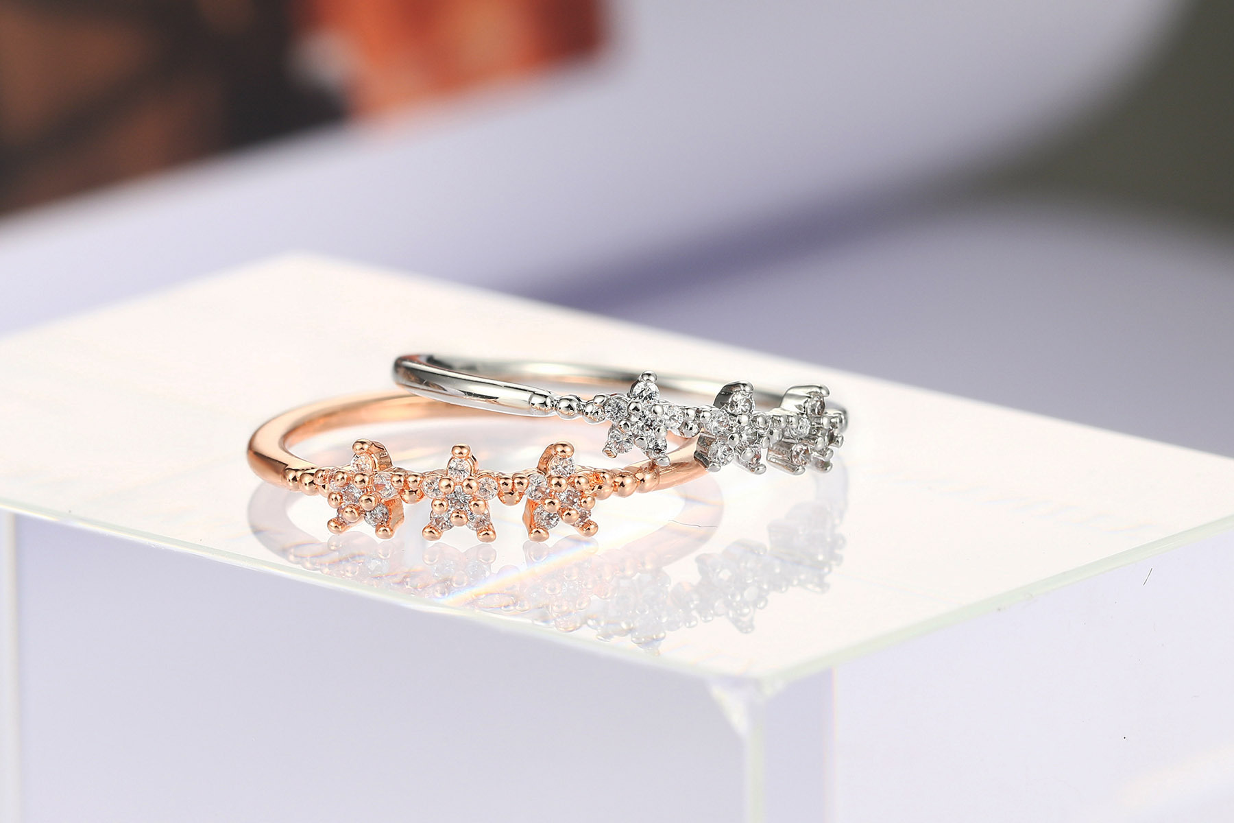 Simple Style Star Copper Plating Inlay Zircon Rings 1 Piece