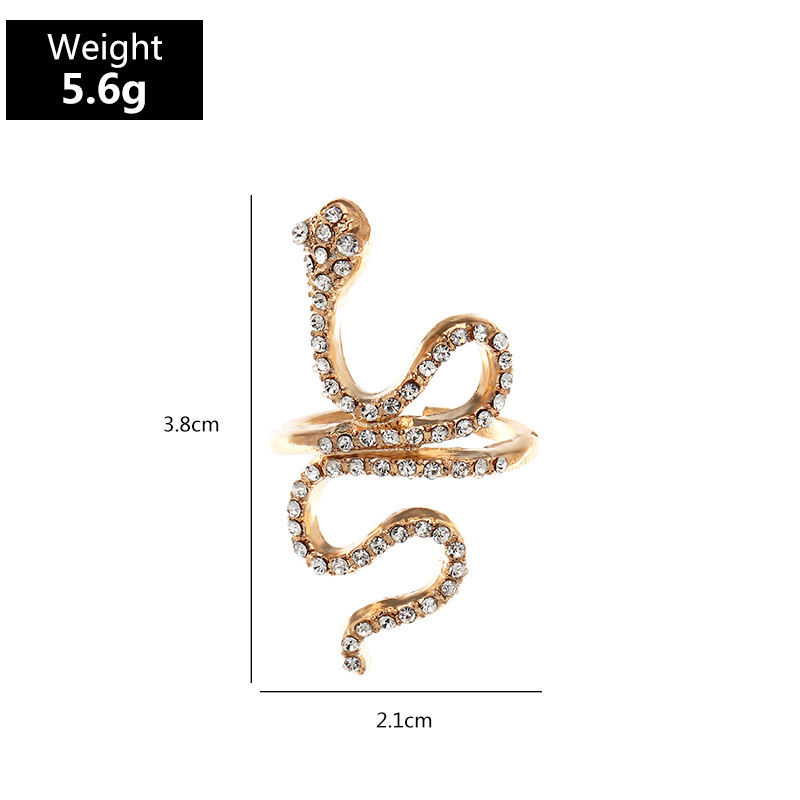 Snake-shaped Diamond Curved Adjustable Ring display picture 4