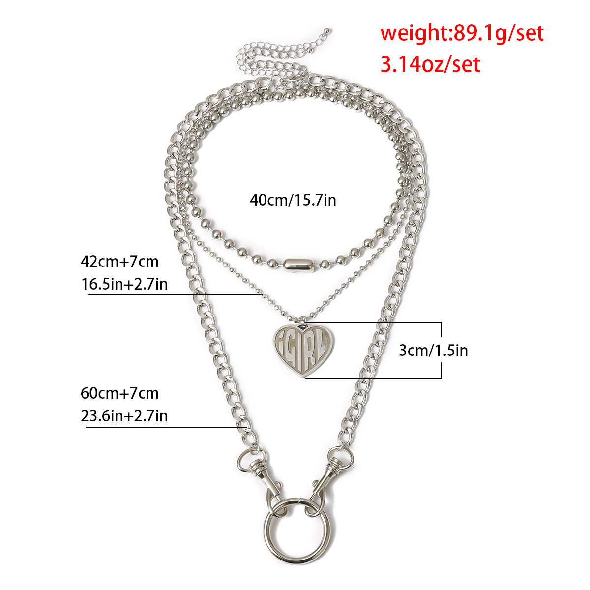 Fashion Jewelry Personalized Bead Chain Multi-layer Suit Item Female Retro Heart-shaped Pendant Embossed Letter Necklace display picture 1