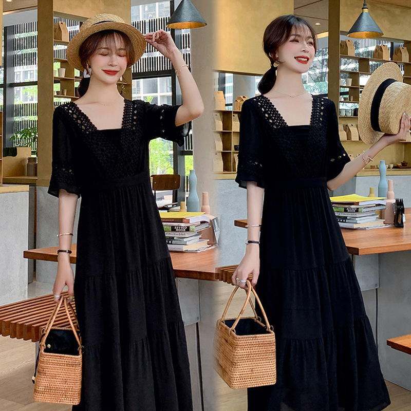 大码女装微胖妹妹mm2020夏季新款淑女宽松显瘦蕾丝连衣裙子送祙胸|ms