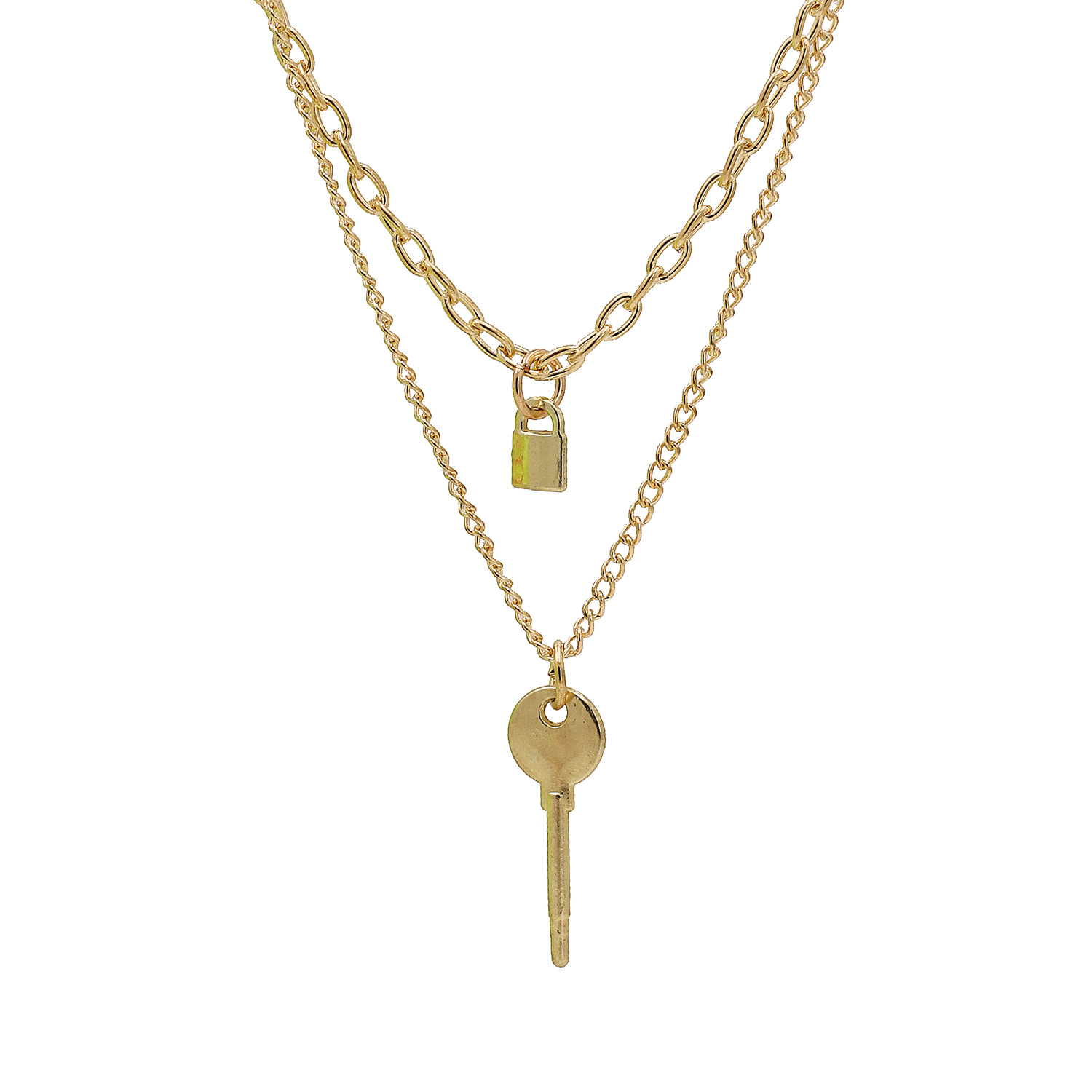 New Fashion Retro Lock Key Pendant Necklace Multi-layer Wild Necklace Wholesale display picture 9