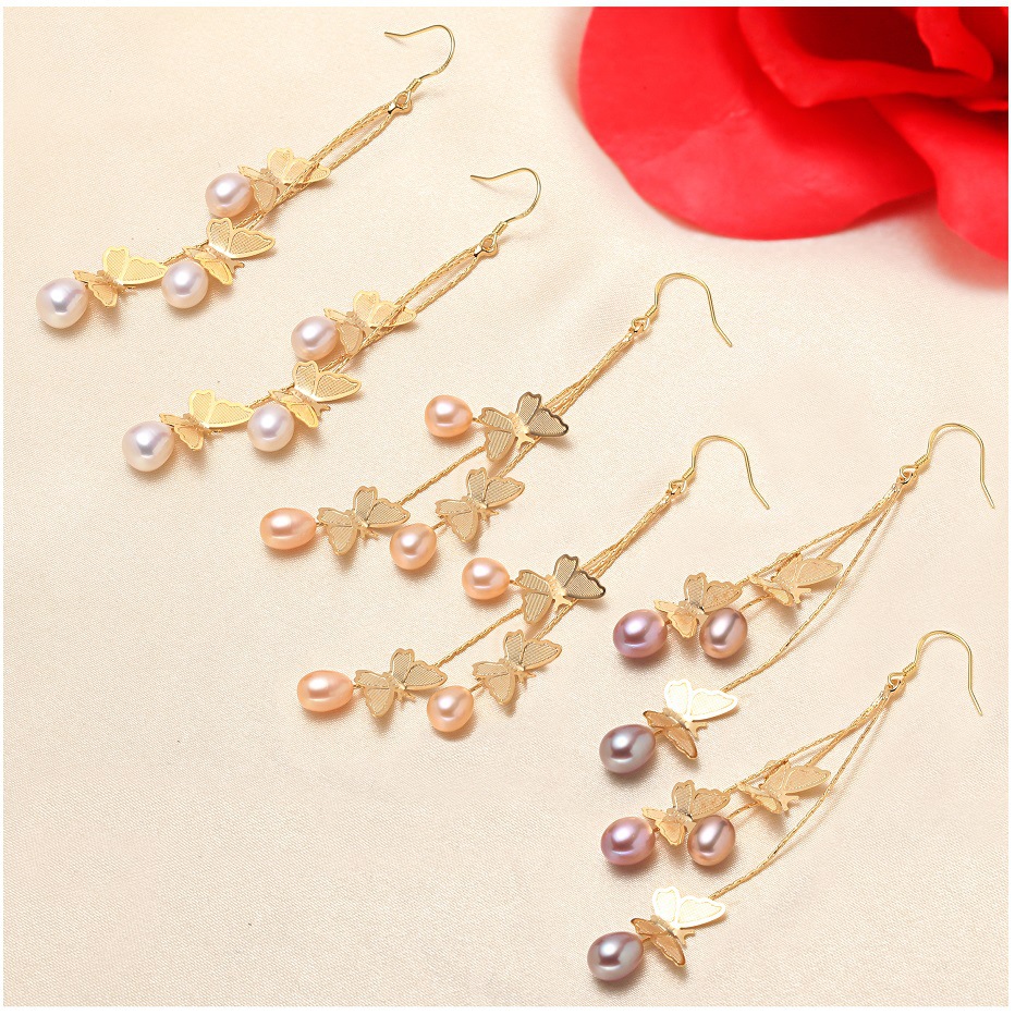 7g Weight 925 Sterling Silver Ear Needle Material Freshwater Pearl Inlay Material 1 Pair Freshwater Pearl Copper Freshwater Pearl Water Droplets Drop Earrings