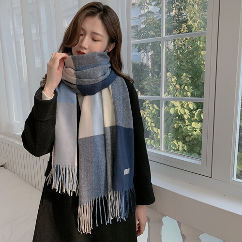 Scarf Women's Winter  Imitation Cashmere Scarf Korea Dongdaemun Plaid Scarf Autumn New Korean Style Scarf Wholesale