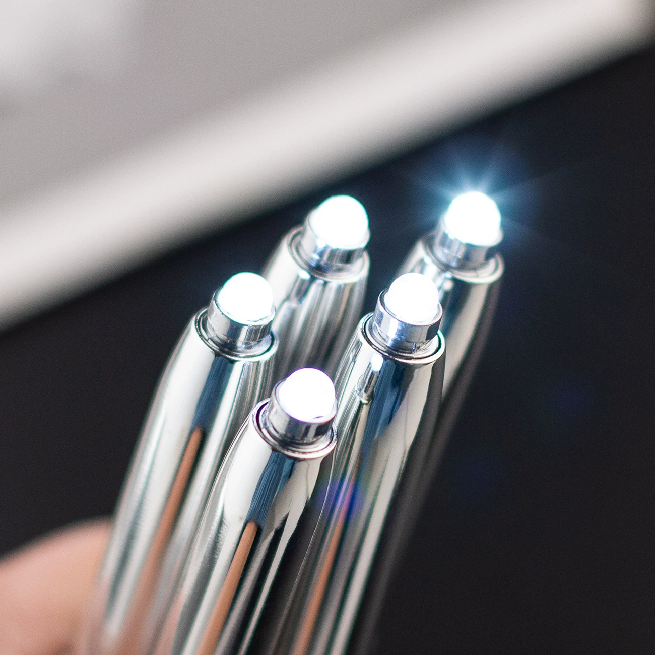 Metal LED universal ballpoint pen, bulb, three in one, wholesale