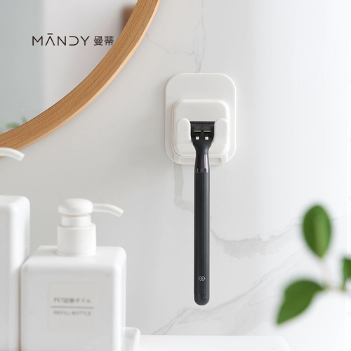 Plastic adhesive hook bathroom wall-mounted shaver rack plug storage rack bathroom punch-free storage rack wholesale