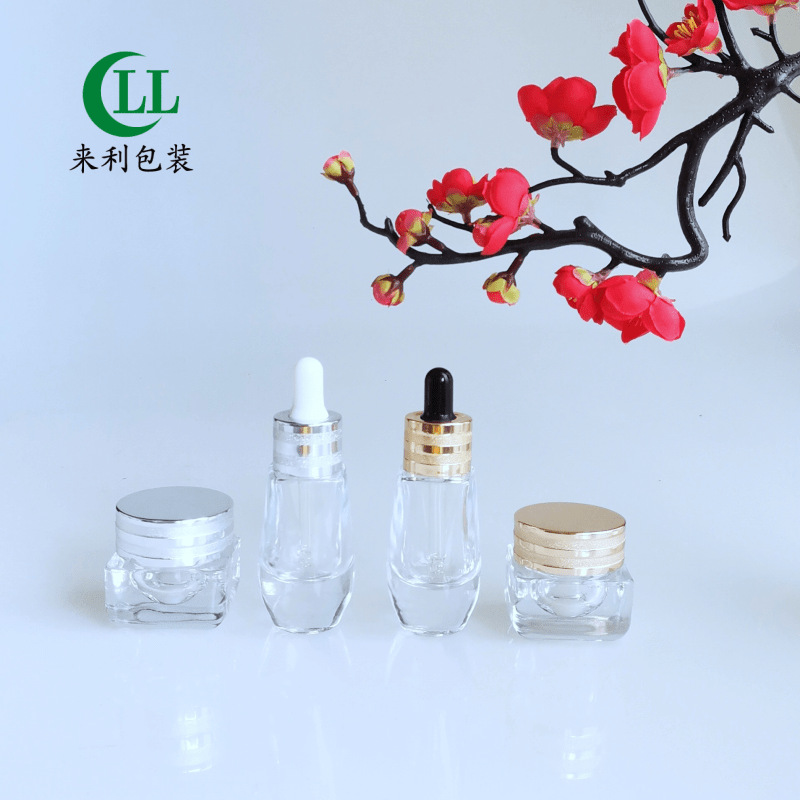 厂家现货供应20ml15G化妆品包材厚底眼霜瓶精华液玻璃滴管分装化