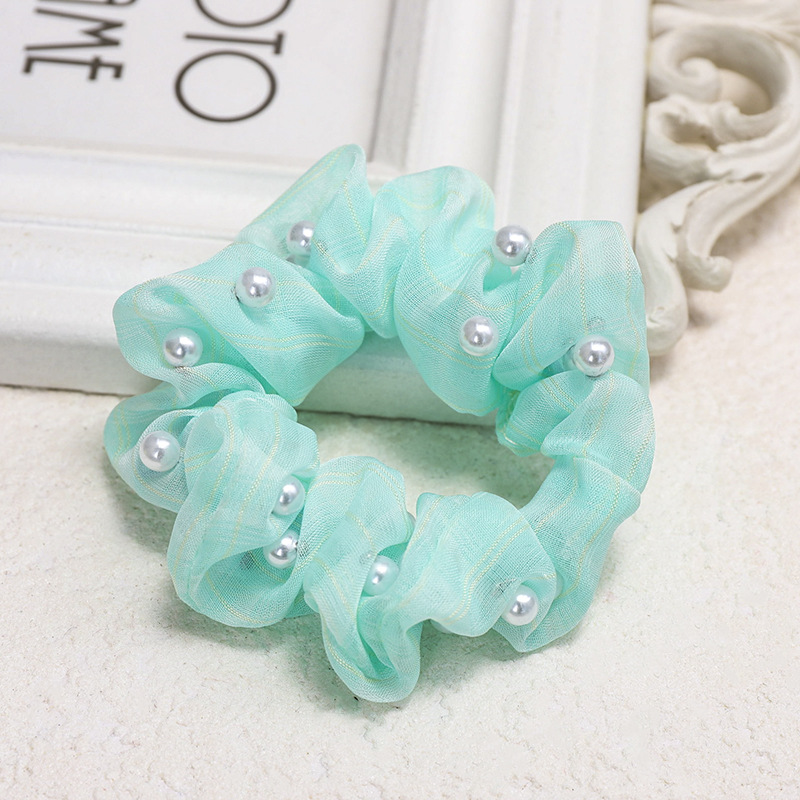 Korea New Lattice Nail Pearl Color Bright Hair Scrunchies Wholesale Nihaojewelry display picture 10