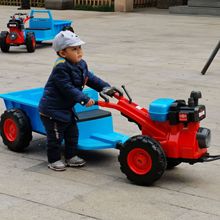 兒童四輪手扶拖拉機批發 電動可載人電動車 手扶雙驅動玩具工程車