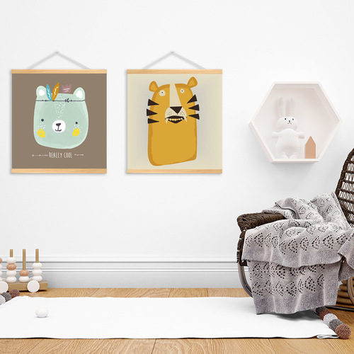 Children's room decorative painting boy and girl room bedroom bedside hanging painting living room Nordic cartoon animal hanging painting
