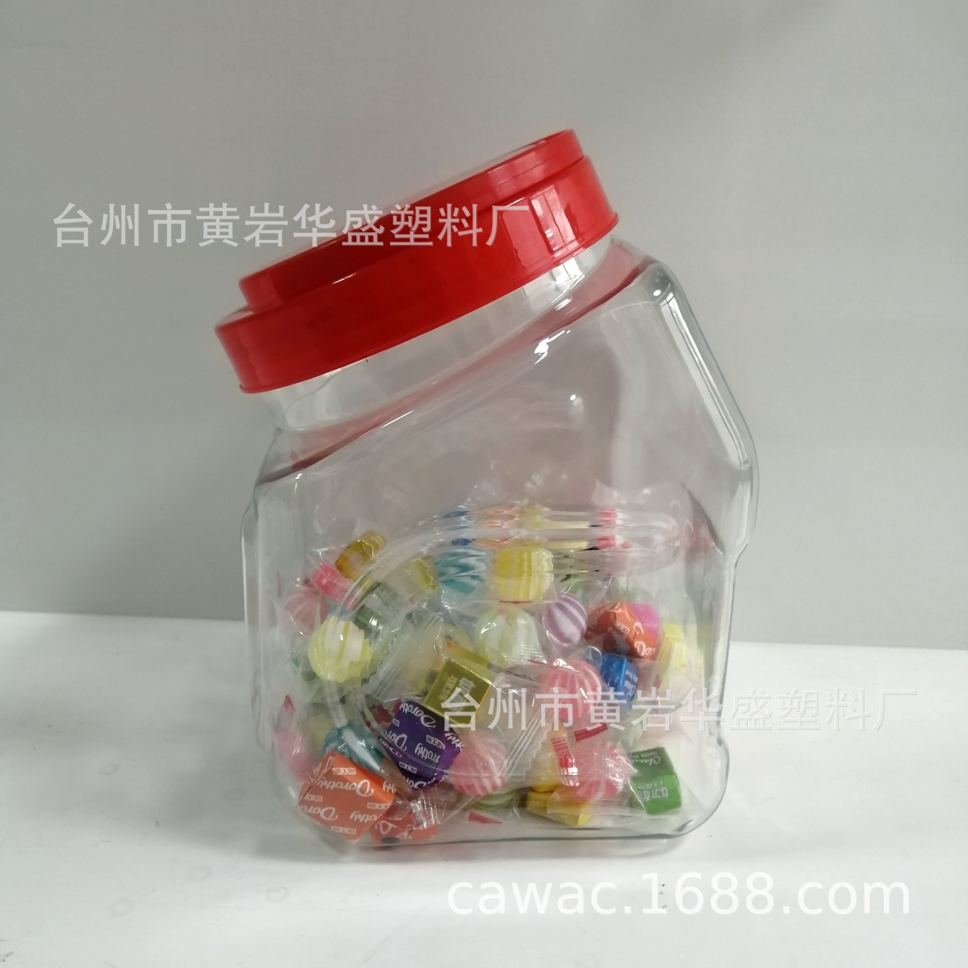 厂家直销食品级广口塑料罐PET材质塑料糖果罐子异形塑料坚果罐