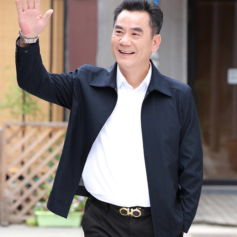 中年男士夹克外套薄款夹克中老年人春季40岁50岁爸爸装春秋装外套