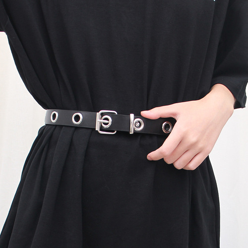 Punk style full hole decorative belt fashionable and versatile Korean style trendy belt for women without punching pants belt chain ins