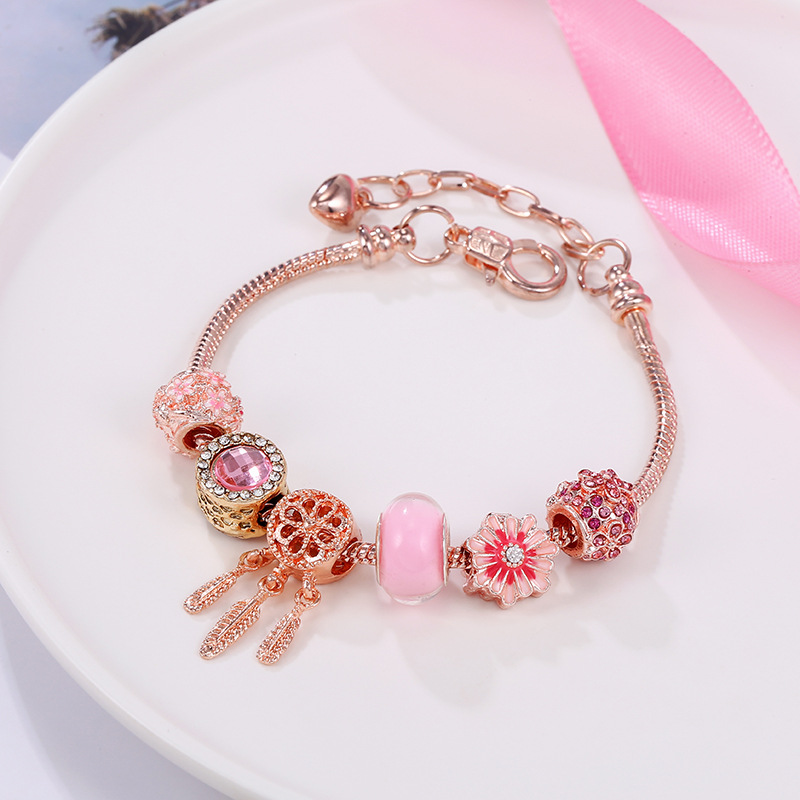 Elegant Flower Copper Inlay Artificial Gemstones Bracelets
