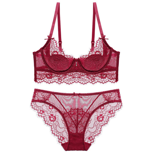Fashionable foreign trade interest thin rabbit ear large chest slimming lace bra to lift side fat plus size underwear set
