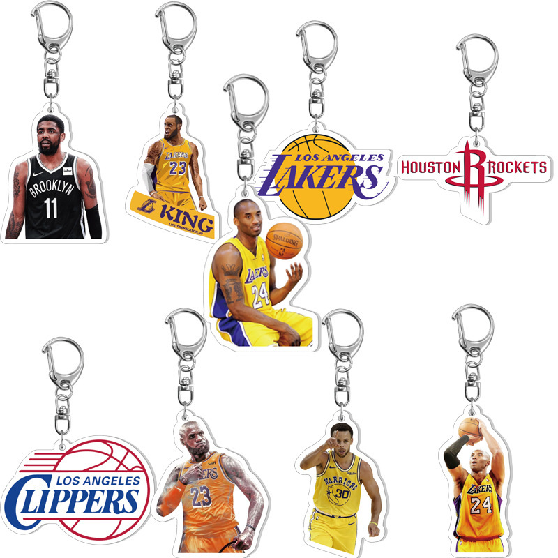 New NBA Acrylic Keychain Kobe James Double-sided Transparent Bag Jewelry Pendant