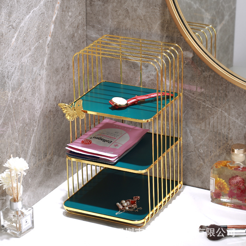 轻奢化妆品置物架面膜香水口红收纳盒桌面梳妆台放护肤品收纳神器|ms