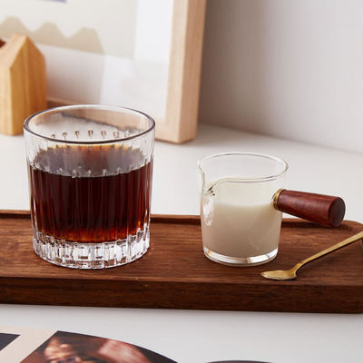 玻璃奶壶迷你牛奶罐日式木柄小奶盅浓缩咖啡分享杯ESPRESSO意式杯|ms