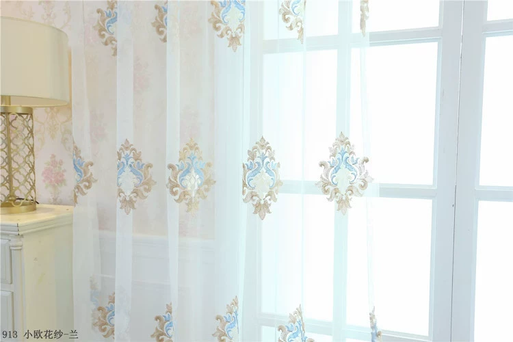 Origin wholesale European-style embroidered sheer curtain for living room and bedroom, transparent embroidered sheer fabric finished product inquiry