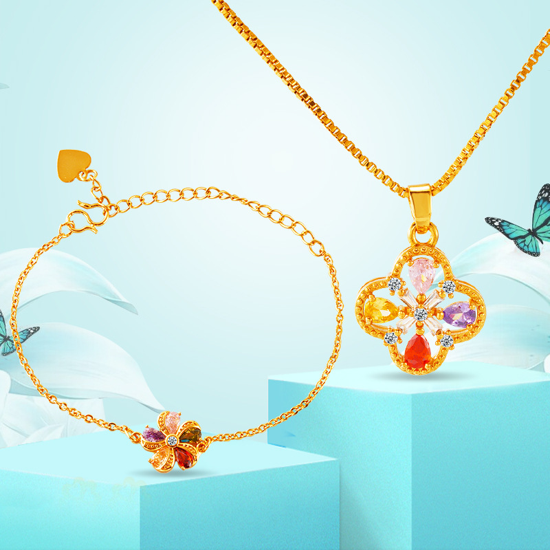 Luz de lujo imitación 18K oro pulsera de color joya moda chica joyería moda simple Vietnam arena oro clavícula cadena