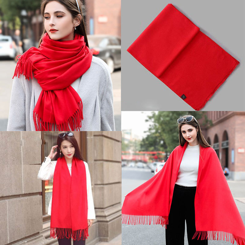 中国红围巾定制logo刺绣同学聚会年会庆典活动印字大红色围脖批发