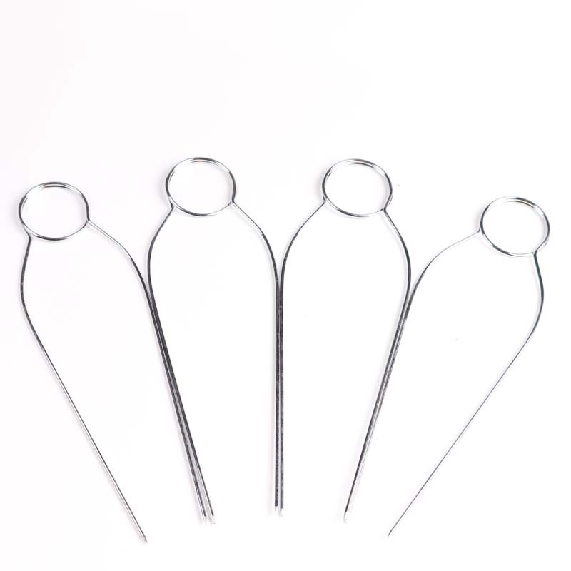 Directo de fábrica de acero inoxidable barbacoa Tenedor de grado alimenticio barbacoa palo en forma de U barbacoa aguja de picnic al aire libre doble aguja brochetas de barbacoa